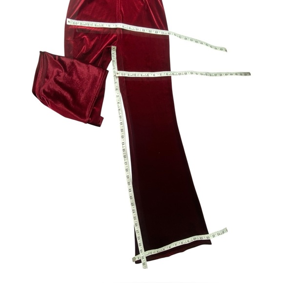 Soprano deep burgundy velvet romper wide legs - Picture 3 of 7